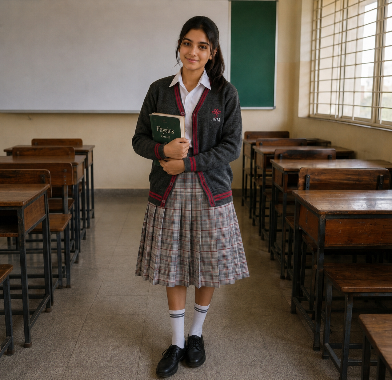 Girls Grey Cardigan Uniform – Classes 1st to 12th